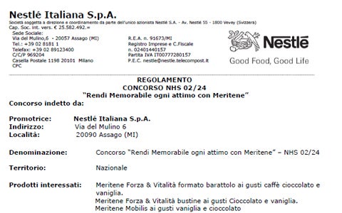 Regolamento concorso Meritene